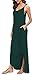 Kyerivs Women's Summer Dress Casual Loose Beach Cover Up Long Plain Print Cami Maxi Dresses with Pocket Dark Green M (10-12)