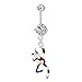 Cute Belly Rings Deer Animal Belly Button Rings Dangle Sexy Long 316L Surgical Steel 14G (Deer-7)