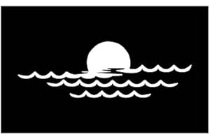 Ocean Sunset Vinyl Decal | White | Made in USA by Foxtail Decals | for Car Windows, Tablets, Laptops, Water Bottles, etc. |4.5 x 1.5 inch