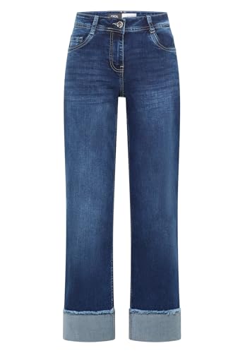 Cecil 3817693 - Women's Wide Leg Washed Cut Jeans