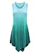 Lock and Love LL WT1053 Womens Round Neck Ombre Sleeveless Tunic Tank Top XL Teal