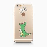 iPhone 6 / 6S, DECO FAIRY Ultra Slim Translucent Silicone Clear Case Gel Cover for Apple - Cut the Rope Dino Dinosaur Eats Apple