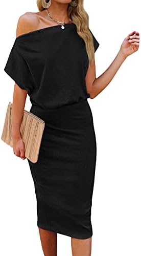 knee length dresses for ladies Athens Black Short Sleeve Fitted Midi Dress main image 0