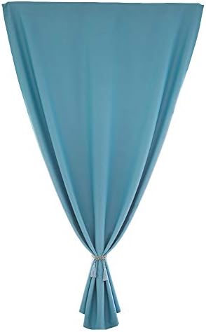 shlutesoy Stick-on Curtain Bedroom Living Room Blockout Drape Blind Home Window Decor - Blue