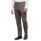 Kenneth Cole Reaction Men's Heather Stretch Modern Fit Flat Front Pant, Dark Grey, 34x34
