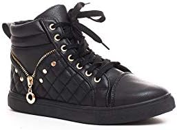Soho Shoes Women's Casual Lace Up High Top Quilted Fashion Sneaker
