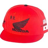 D'cor Visuals Snapback Hat – Compatible with Honda Fans – Factory Red Flat Brim Cap – One Size Fit for MX Riders and Off-Road Enthusiasts