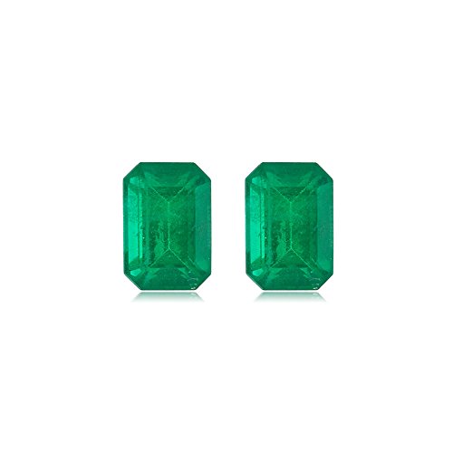 1.60-2.30 Cts of 7x5 mm AA Emerald-Cut Natural Emerald ( 2 pcs ) Loose Gemstones