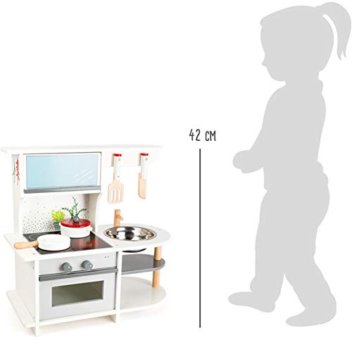 small foot Kinderküche "Grazil" mit Backofen, Pfanne, Kochtopf, Küchenhelfern und Waschbecken, ab 3 Jahren, 11159, 45 x 22 x 42 cm – Bild 7