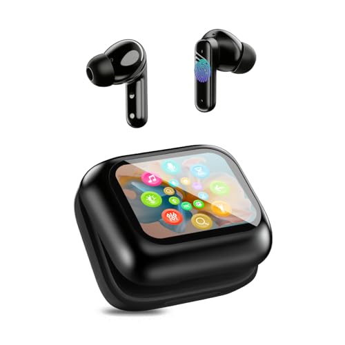 AI Translation Earbuds Real Time, 5 in 1 Translator Earbuds with LCD Touch Screen, 144 Language Bluetooth 5.4 Translator Headphones for iOS Android,Translator Device for Travel Business Learning,Black