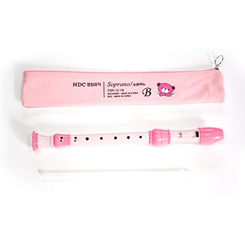 Youngchang YSR-311B 8-Hole Student Soprano Recorder With Cleaning Rod + Case Bag Baroque Fingering - Pink