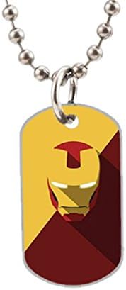 Minimalistic Iron Man Fashion Image Custom Unique (one side)Oval dog tag Big animal Tag Pendant Necklace Chain
