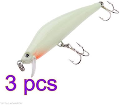 LBZEZR 3 Minnow 3D Fishing Lure Crank Bait Hooks Bass Crankbait Tackle For Night Morning