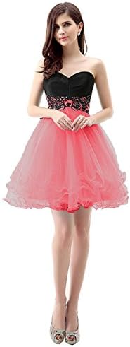 CaliaDress Girls Strapless Ball Gown Graduation Dress Prom Party Gown C022LF Coral US10