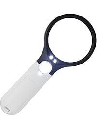 Magnifying Glass with Lights cnomg 5X 15X 45X 3 LED Handheld Magnifier Illuminated for Reading Visual Aids Hobby Crafts Computer Repairm Inspection Jewelry Map White and Black