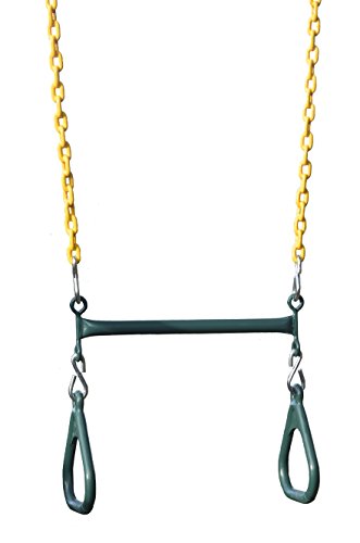 Abeaco Heavy Duty Playground Trapeze Bar with Rings Extra Long 38 Inch Chain Swing Set (Trapeze Bar)