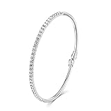 Wealthmao Bangle Hypoallergenic18K White Gold Plating Rhinestone Expandable Cuff Bangle Bracelets for Women Girls 2.28