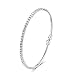 Expandable Bangle 18K White Gold Plated Crystal Cubic Zirconia Rhinestone Open Cuff Bracelet for Women Girls 6.5