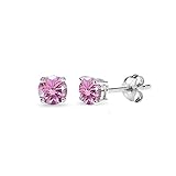 Sterling Silver 4mm Light Rose Stud Earrings Made with Swarovski Crystals