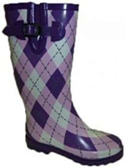 RainBoots - MST-650B: Lady Rubber Argyle Rain Boot