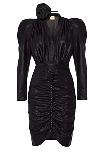 Swing Fashion Laura Rose | Schwarz | S Glitterato da Donna Elegante Festivo | Vestito da Festa | Prendisole Sera | Abiti da Cocktail | Abito Aderente | Sexy | Scollo a V | Manica Lunga | Nero | 36, S