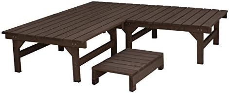 縁台 174 踏み台 デッキ 連結 3点セット 公式ショップ 縁側 ダークブラウン 庭 Diy 天然木