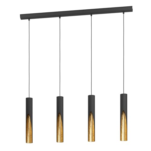 EGLO LED Pendellampe Barbotto, 4-flammige Pendelleuchte über Esstisch, indirekte Beleuchtung, Hängeleuchte aus Metall in Schwarz und Gold, Hängelampe mit GU10-Leuchtmittel, warmweiß
