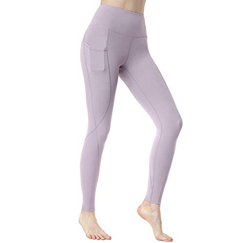 High Waist Yoga Pants for Women Side & Inner Pockets with Tummy Control Sports Leggings Purple - Thumbnail 6