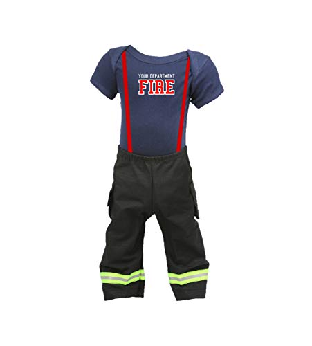Fully Involved Stitching Personalized Firefighter Baby Black 2-Piece Outfit (3 Months)
