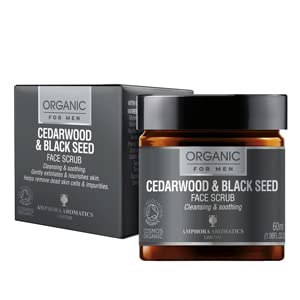 Amphora Aromatics Cedarwood & Black Seed Face Scrub For Men COSMOS Organic 60ml