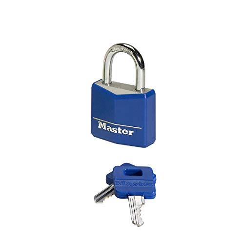 Master Lock 9131EURDCOL Small 52mm Key Padlock in Aluminium with Vinyl Cover, Assorted Colours