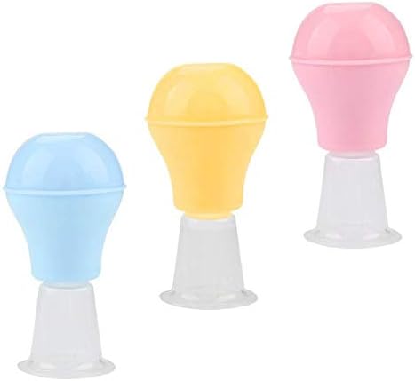 3Pcs Nipple Teat Corrector Silicone Soft Cups Correction for Women Pregnant Nipple Shields Former Retraction Traction Device Maternal Breast-Feeding (Yellow&Blue&Pink)