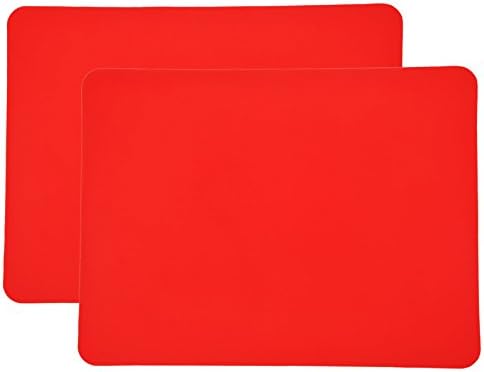 Slip-Resistant Silicone Baby/Kid /Children Placemats / Meal-Mat ,Assorted Colors, Set of 2 (Red)