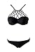 Vogueric Womens High Neck Strappy Padded Push Up Two Piece Bikini Set Bathing Suit