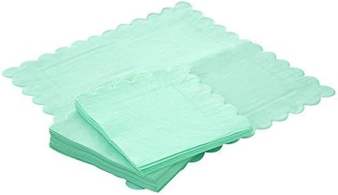 Paper Napkins 40 Pcs (Mint Green, Mint Green| Floral Edge - Image 3