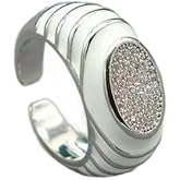 Melhill Enamel Cubic Zirconia Cocktail Ring Gold Plated Statement Jewelry for Women Size 7