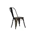 DHP Fusion Metal Dining Chair with Wood Seat, Distressed Metal Finish for Industrial Appeal, Set of two, Copper