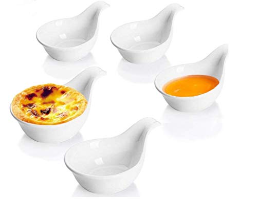 leoyoubei 2oz Ceramic pickles/Porcelain Dipping Bowls/caviar/dessert/appetizer and other spices spoon style tableware 2.75