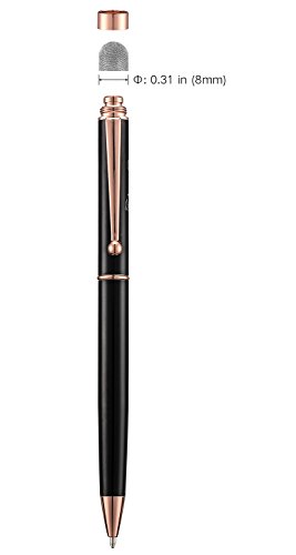 Stylus Pens, CHAOQ Metal Rose Gold Clip Black Red Stylus [2 Pack] for Touch Screens Devices Black Ink Ballpoint Pen & Mesh Fiber Stylus for iPad, iPhone, Tablets + 6 Extra Replaceable Mesh Fiber Tips - Thumbnail 3