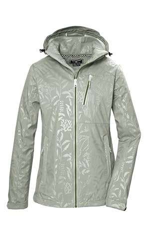 killtec Mujer Chaqueta softshell/chaqueta de exterior con capucha con cremallera KOS 122 WMN SFTSHLL JCKT FLORAL, helles salbei, 38, 42846-000