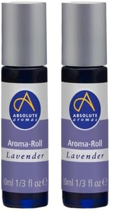 Absolute Aromas Lavender Aroma-Roll Roller Ball - 100% Pure, Natural, Organic Essential Oil - Calming Blend to Soothe and Balance (Pack of 2)