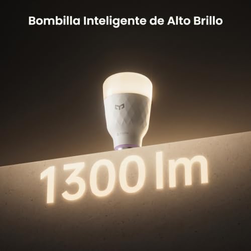 Yeelight Bombilla Inteligente E27 LED 11W 1300 lm RGBCW, Bombilla Alexa Matter, Regulable, 16 Millones de Colores, 2700K-6500K, Ahorro Energético, para Domotica, Hub Requerido