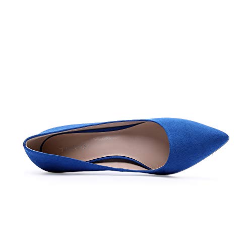 TIHOO Women's Classic Pointed Toe High Heel Dress Pumps Slip On Basic Shoes (8 M US, Blue)
