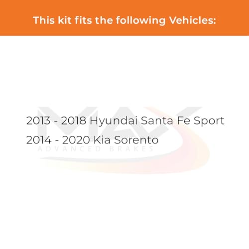 MAX Advanced Brakes - Brake Kit For 2013-2018 Hyundai Santa Fe Sport, 2014-2020 Kia Sorento| Carbon Ceramic Brake and Rotor Kit Front and Rear| OE Replacement Brake Rotors