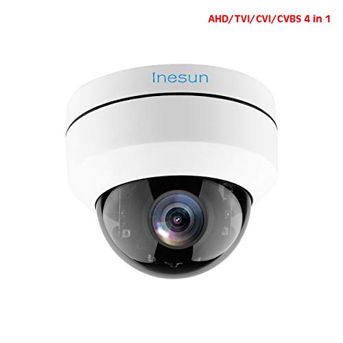 Inesun 1080P Analog Vandal Proof Indoor/Outdoor CCTV Security Camera 2.8-12mm Vari-Focal Lens, 4 in 1 (AHD/TVI/CVI/CVBS) Home Security Surveillance System with 100ft IR Night Vision