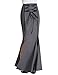 Belle Poque Women's Victorian Steampunk High Waist Ruffled Fishtail Mermaid Skirt BP447-2,Grey-bp447,Large