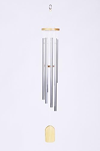 Hraindrop Wind Chimes for Patio, Garden,Room,Errace And Balcony, 9 Different Length Of Silver Hollow Aluminum Metal Tuned Tubes -- Beautiful Sound