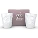 FIFTYEIGHT PRODUCTS TASSEN Porcelain Mug Set No. 2, Cheery & Baffled Face, 11 oz. White (Set of Two Mugs, No Handles)