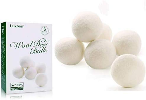 Luxbon Wool Dryer Balls Natural Fabric Softener Reusable XL Dryer Ball Organic is an Alternative to Plastic Laundry Balls, Reduces Wrinkles, Anti Static and Saves Drying Time (Pack of 6)