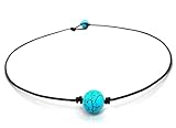 Suyi Women Choker Genuine Leather Turquoise Pearl Choker Necklace with Turquoise 14